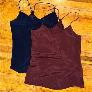 Set of 2 JCrew Silk Camisole Tops - Navy and Burgundy -size 8Tall.